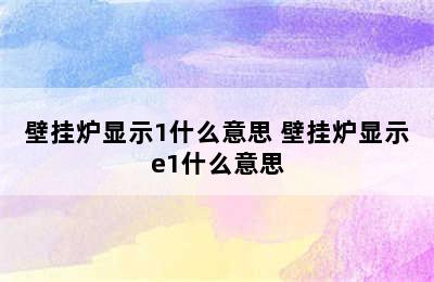 壁挂炉显示1什么意思 壁挂炉显示e1什么意思